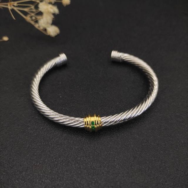 David Yurman 5Mm Green Diamond Accessory Bracelet. Available In Single And Doubl