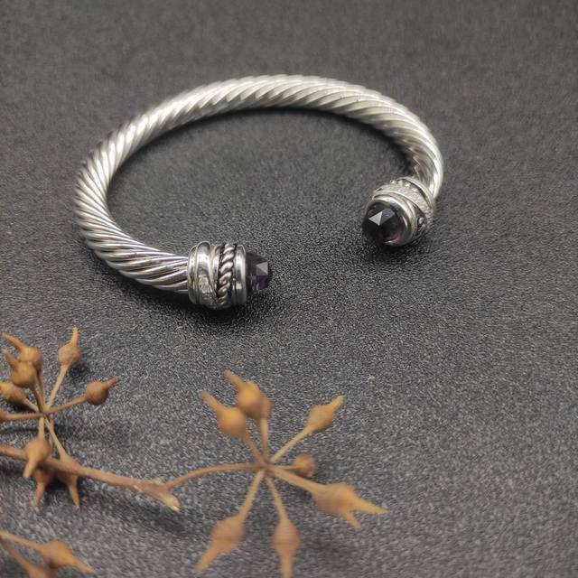 David Yurman 7Mm Rotating Purple Diamond Bracelet. Recommended Wrist Circumferen