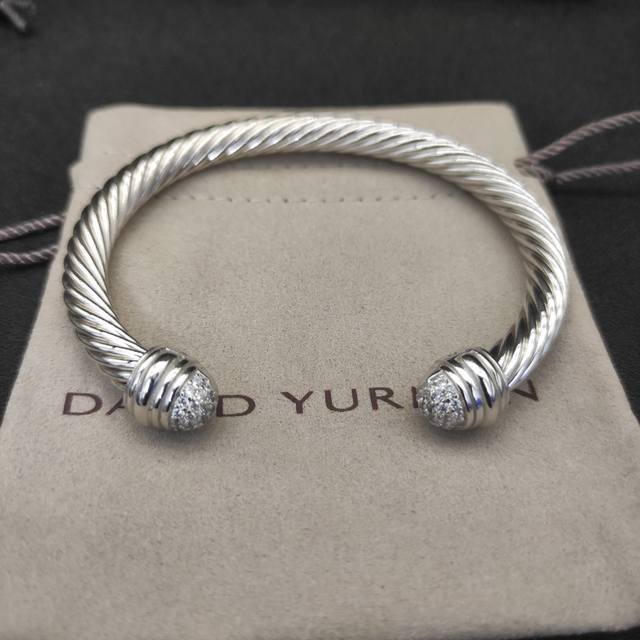 David Yurman 7Mm Half-Drilled Silver Bracelet.Recommended Wrist Circumference: 1