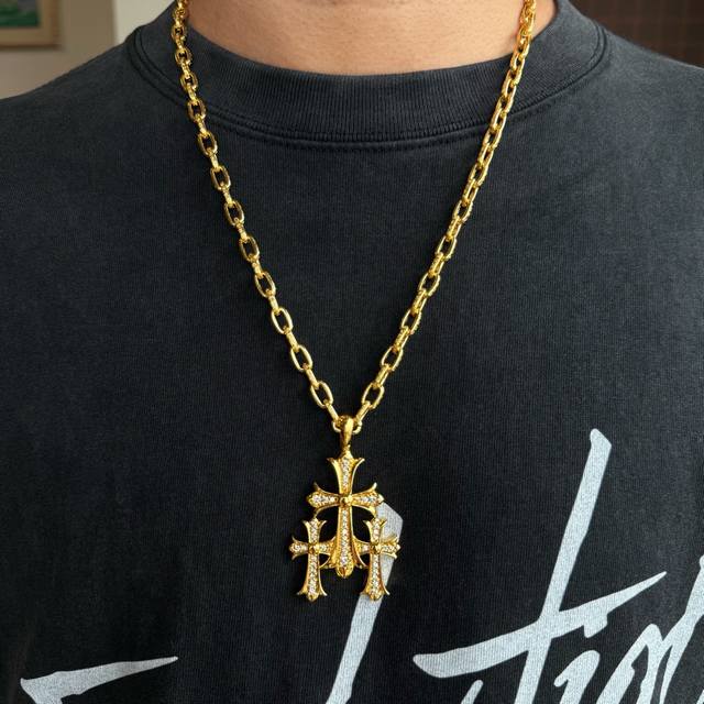 New Arrival, Boutique Quality Chrome Hearts Cross Letter Necklace With Full Diam