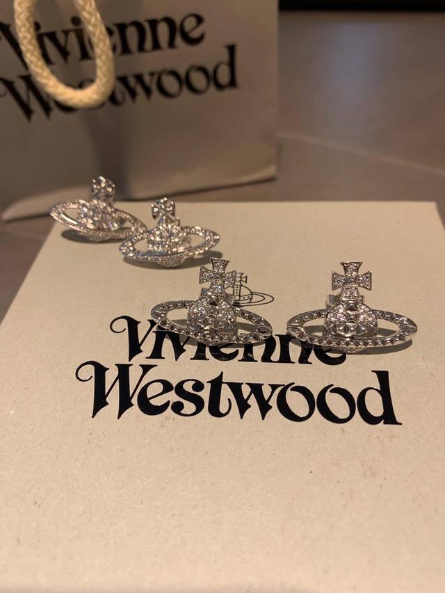 Westwood Saturn Diamond-Studded Earrings Vivienne Westwood, British Fashion Desi