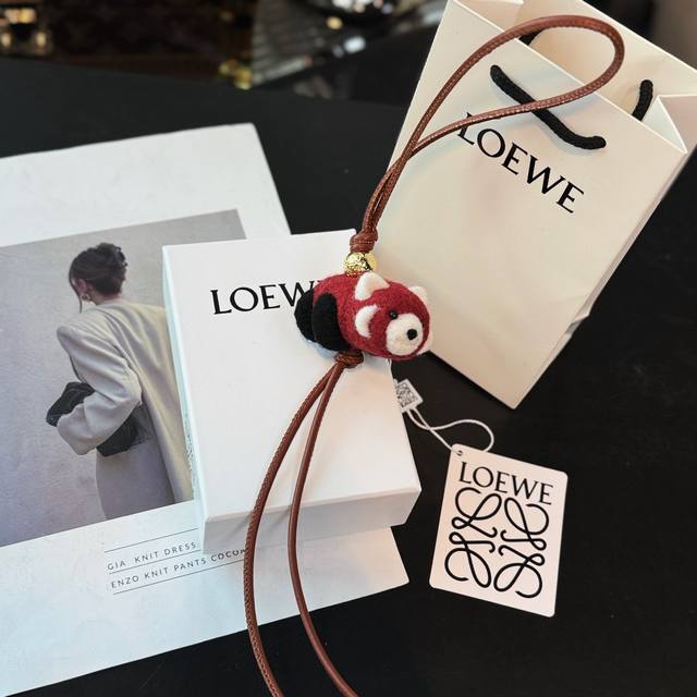 New Arrival Loewe Felt And Leather Raccoon Pendant Classic Leather Raccoon-Shape