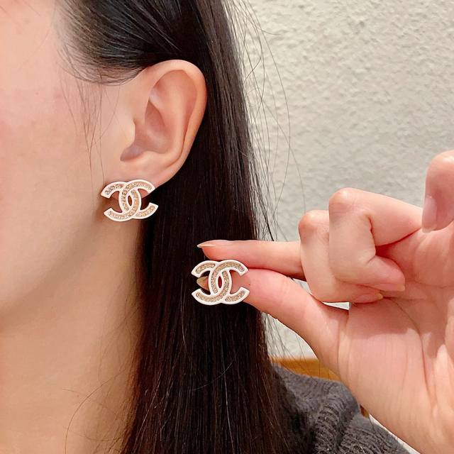 Chanel Vintage Double C Stud Earrings, Authentic Replica Logo. Chanel's Designs