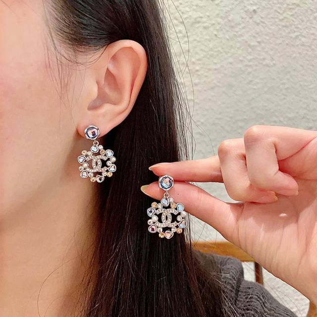 Chanel Vintage Double C Ear Studs With Original Replica Logo. Chanel's Classic D