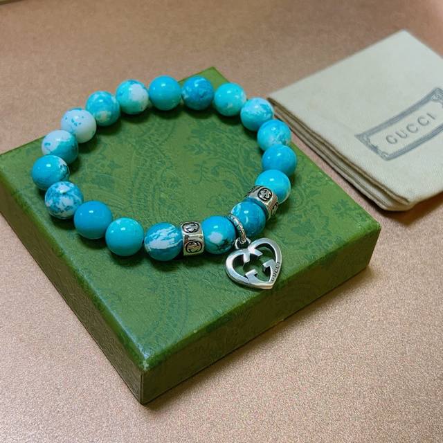Gucci Bracelet Luxury Bead Bracelet, Unisex Latest Model, All-Black Agate Bead B
