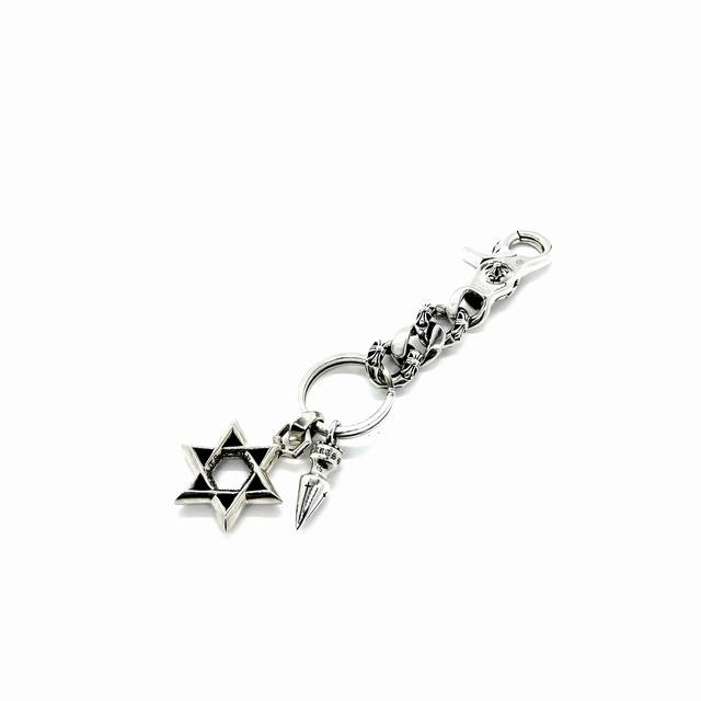 Croxin Hexagram Bullet Keyring, Premium Quality, Pure Silver, Versatile Design,