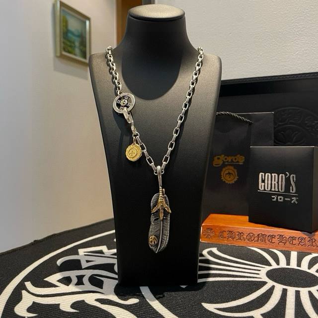New Arrival Goro's Takahashi Gor Retro Feather Pendant Classic Takahashi Letter
