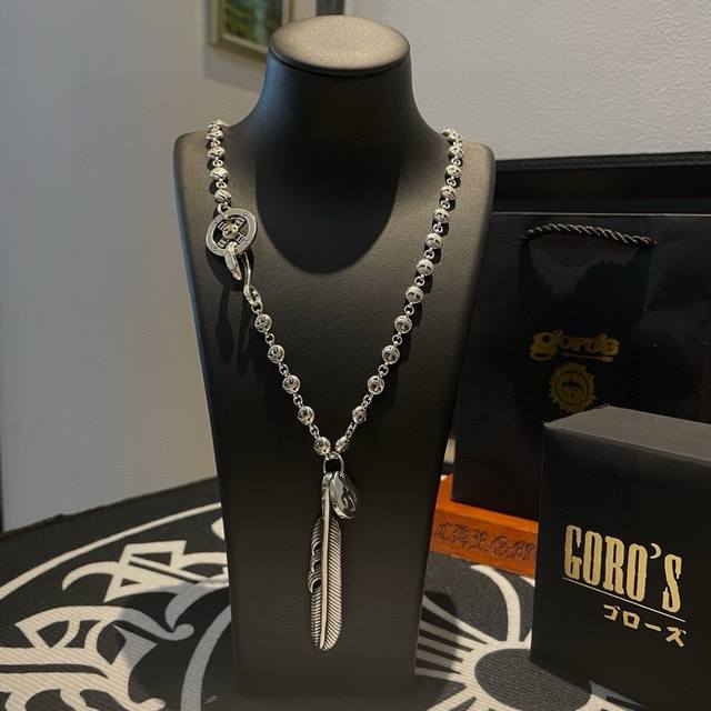 New Arrival Goro's Takahashi Gor Feather Pendant Classic Letter Necklace Top-Tie