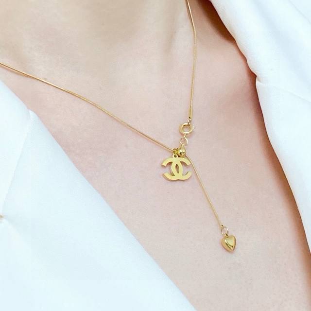 New Chanel Chanel's Latest Double C Adjustable Necklace In 14K Stainless Steel I
