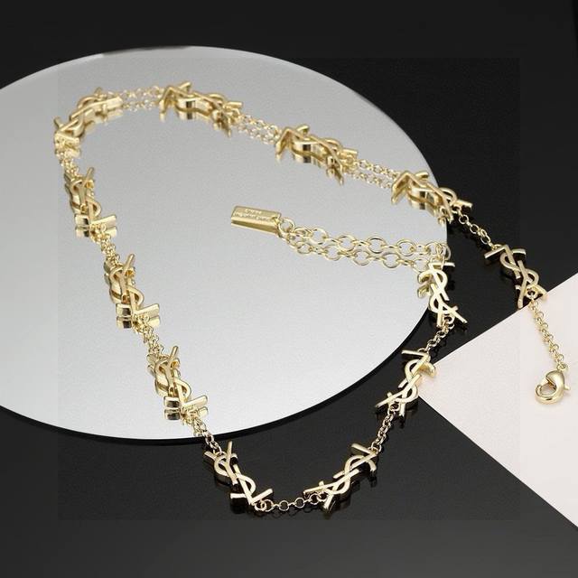 Ysl Saint Laurent Necklace And Bracelet, Made Of Genuine Brass. Yves Saint Laure
