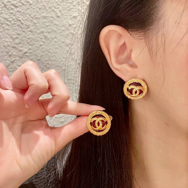 Chanel Classic Double C Stud Earrings
