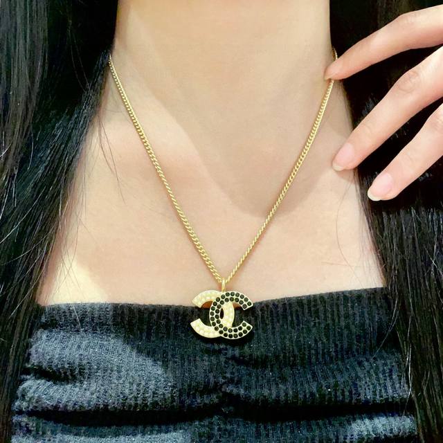 Chanel Pearl Double C Color-Block Necklace