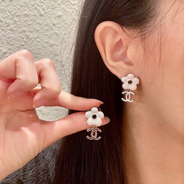 Chanel Camellia Double C Earrings