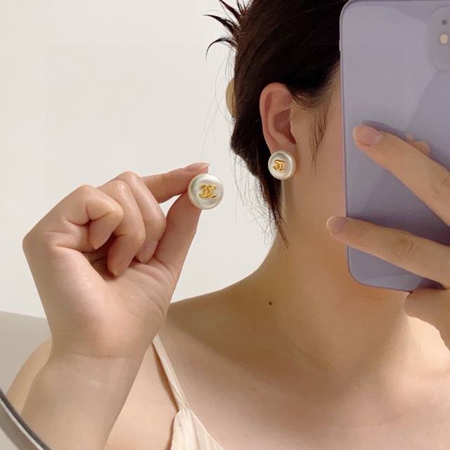 Chanel Double C Letter Stud Earrings 925 Silver Needle, Premium Quality, Authent