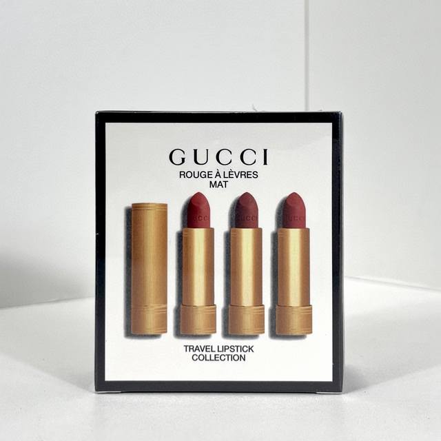 Gucci Gold Tube Matte Lipstick Three-Piece Set Contains 3.5G*3 Color No. 208# 30
