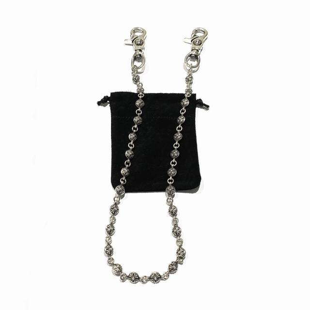 chrome Hearts Cross Flower Ball Bag Chain Oxidized Texture Total Length With