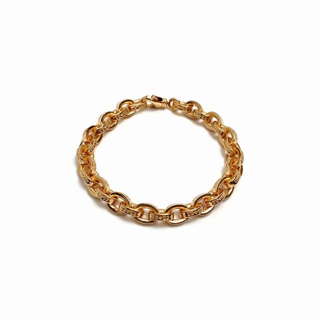 chrome Hearts Gold-Plated Lobster Clasp Bracelet With Thick Letters