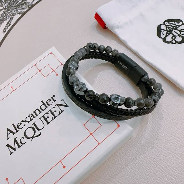 New Alexander Mcqueen Leather Bracelet. Original Custom Made. The Rebellious And