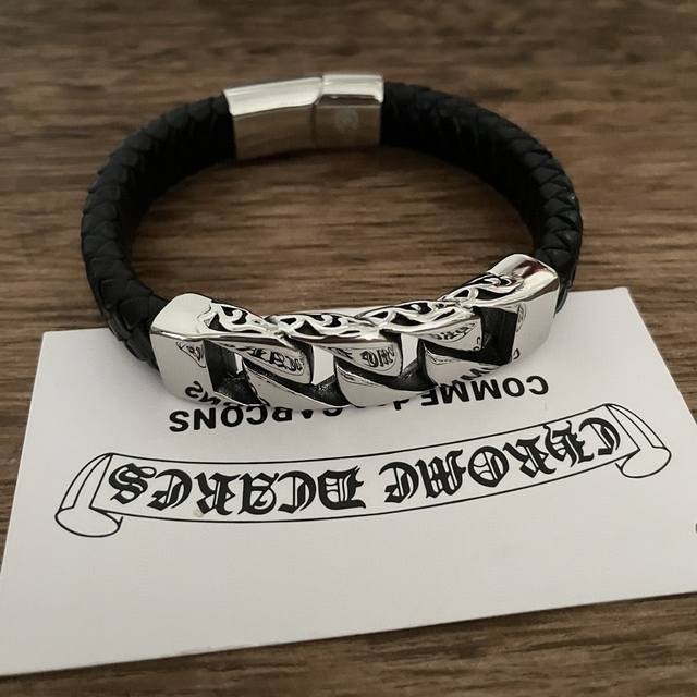Counter Quality Chrome Hearts Classic Retro Four-Ring Buckle Leather Bracelet Wi