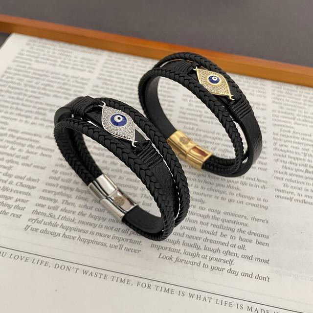 New Counter Quality Chrome Hearts Chrome Hearts Devil's Eye Leather Cord Bracele