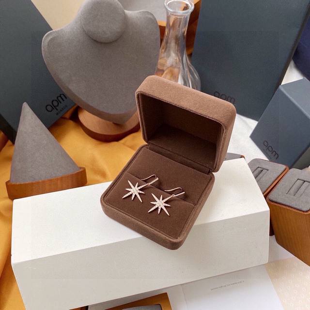 apm Monaco Pink Gold Shooting Star Earrings Female
