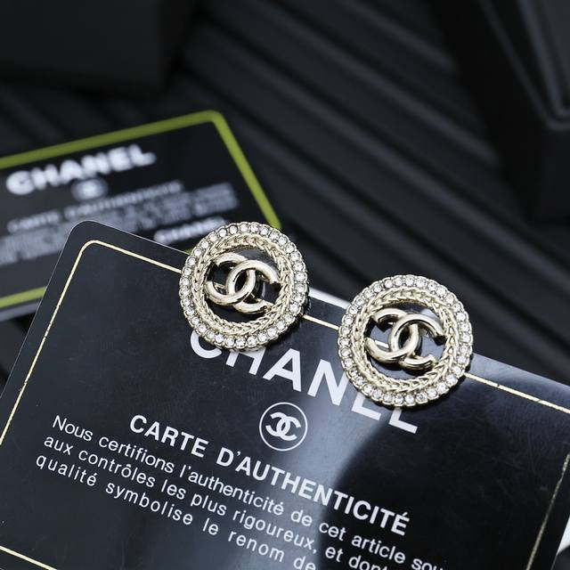chanel Hollow Round Diamond Double C Earrings This Season's Must-Have Item Th