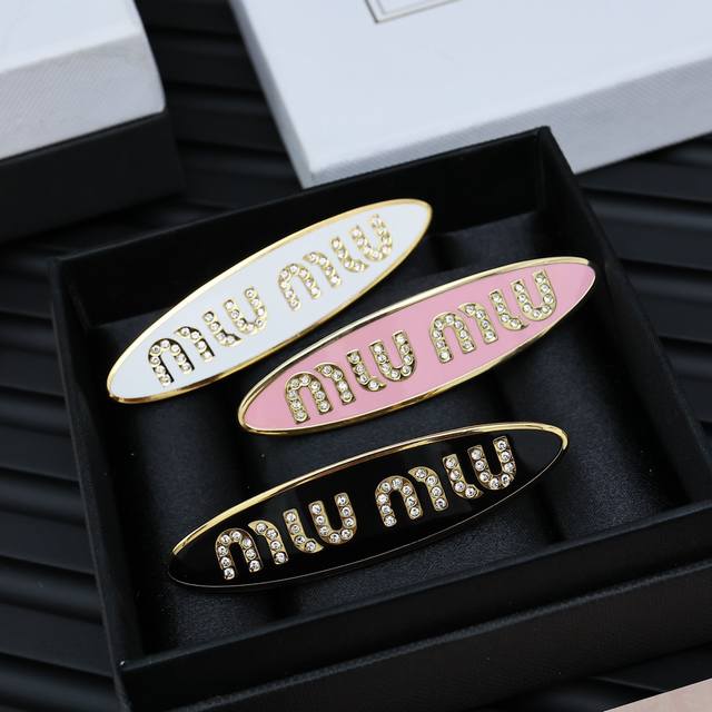 miumiu Candy-Colored Enamel Oval Hairpin Miumiu's Logo Design Element Minimal