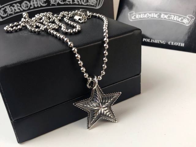 Special Price Chrome Heart Pentagram Necklace Chain Length 70Cm