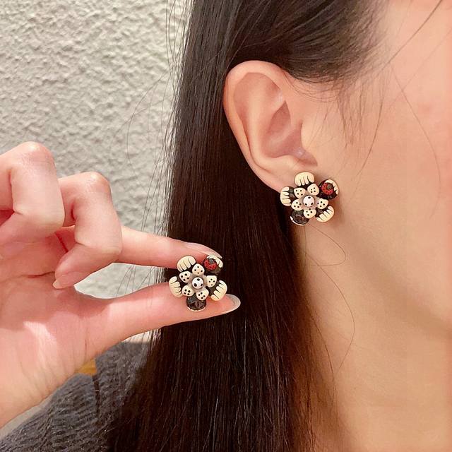 Chanel Double C Ladybug Earrings