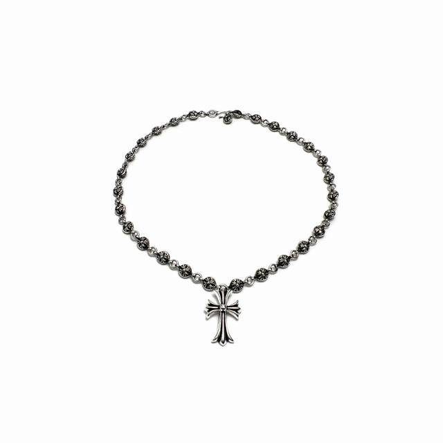 chrome Hearts Medium Cross Flower Ball Chain Bound Model