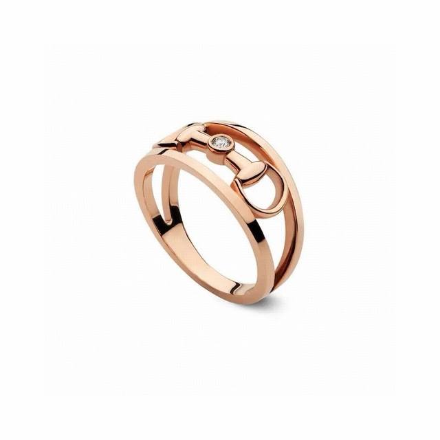 gucci 18K Gold Horsebit Diamond Ring In Three Colors, Sizes 6-11