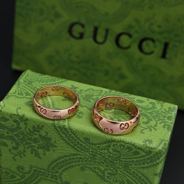 gucci Gucci New Single-Sided Double G Couple Ring Color Rose Full Color Weigh