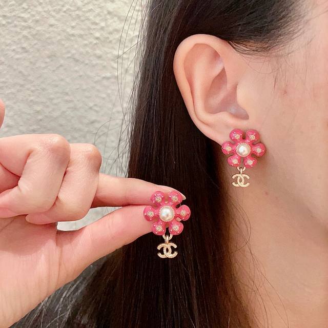Chanel Camellia Double C Earrings