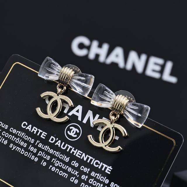 chanel25P Acrylic Transparent Bow Earrings Full Of Dynamic Feeling Sweet ~ Hi