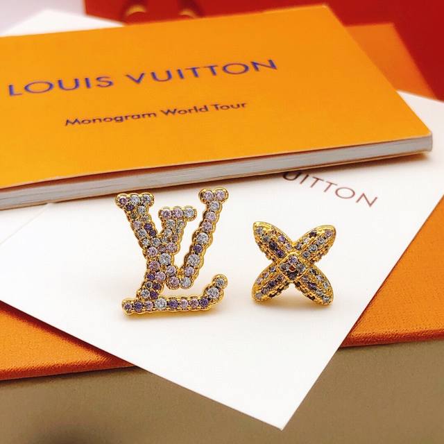 No.Led0195 Lv*Latest Model Inlaid With Colored Diamonds Flower Earrings Consiste