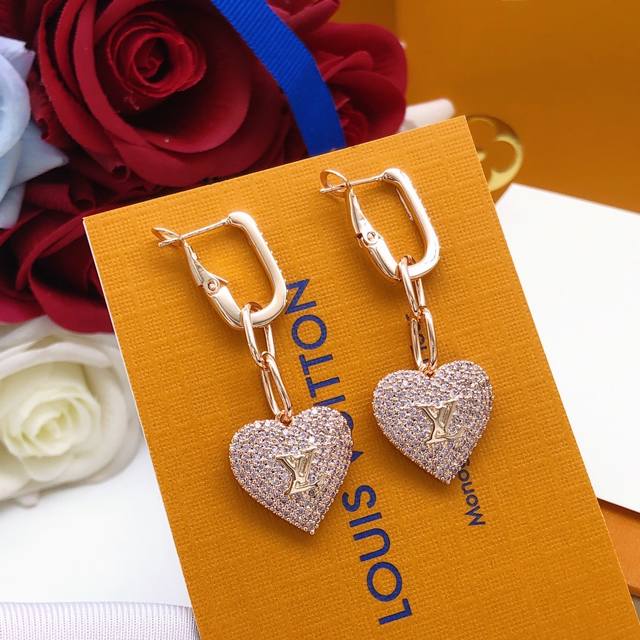 No.Led0064 Lv Latest Style Tassel Heart Inlaid Diamond Rose Gold Consistent Zp B