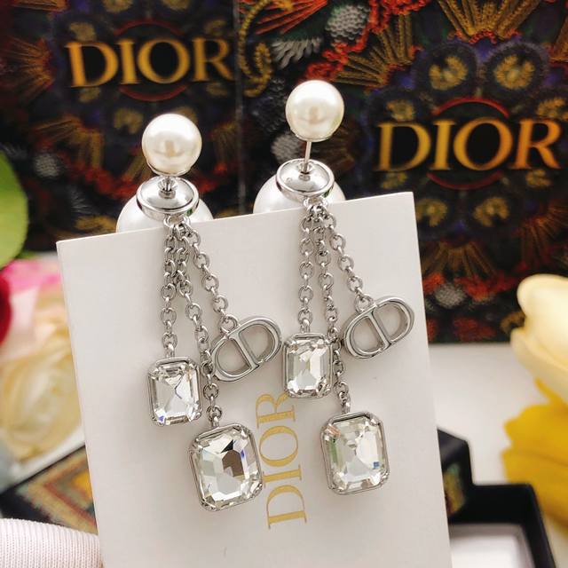 No.Ded0642 Dio*Latest Square Diamond Rock Sugar Tassel Earrings Consistent Zp Br