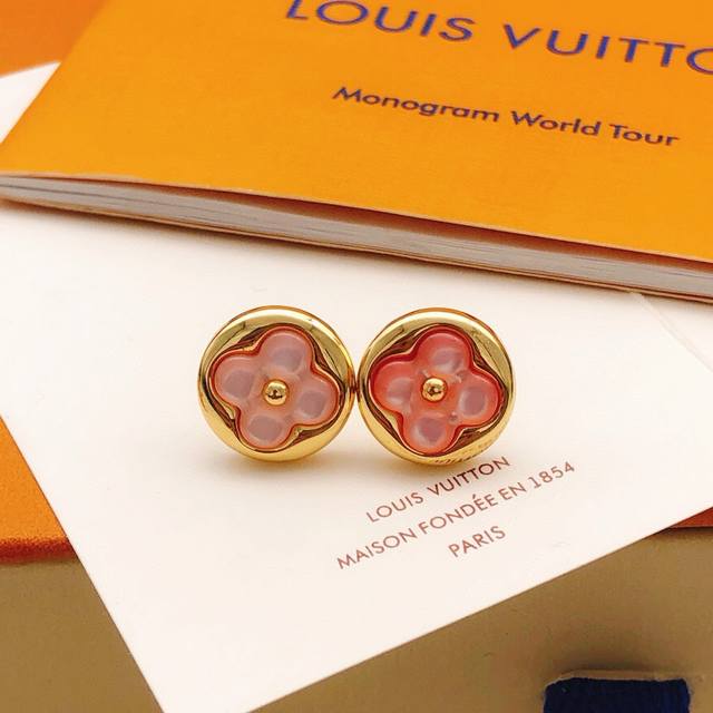 No.Led0225 Lv*Latest Pink Flower Earrings Consistent Zp Brass Material