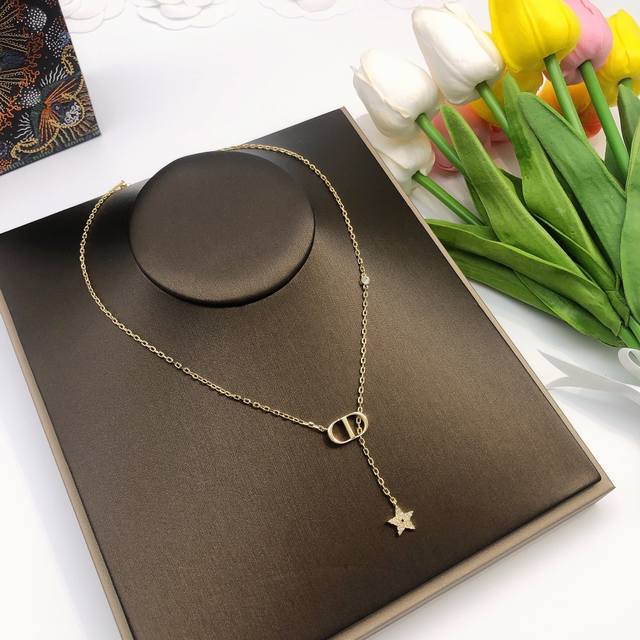 No.Dxl0003 Dior Dior Original New Product Cd Star Diamond Necklace High-End Qual