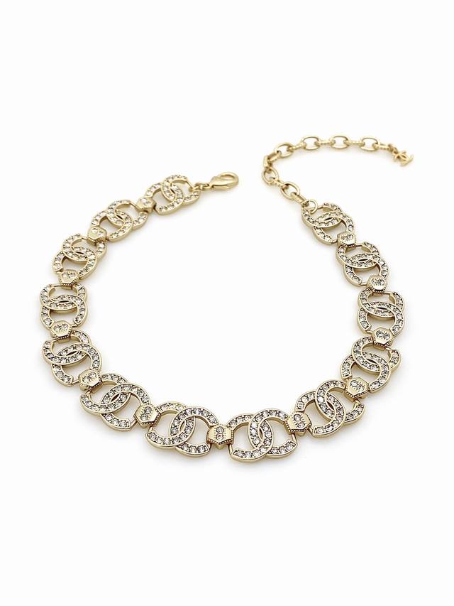 Chanel New Retro Full Diamond Cc Necklace Consistent Zp Brass Material