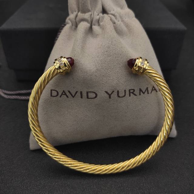 david Yurman 5Mm Gold With Diamond Red Diamond Bracelet Recommended For Wrist
