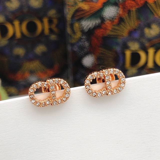 No.Ded0545 Dio*Latest Cd Mini Earrings Rose Gold Color Zp Brass Material