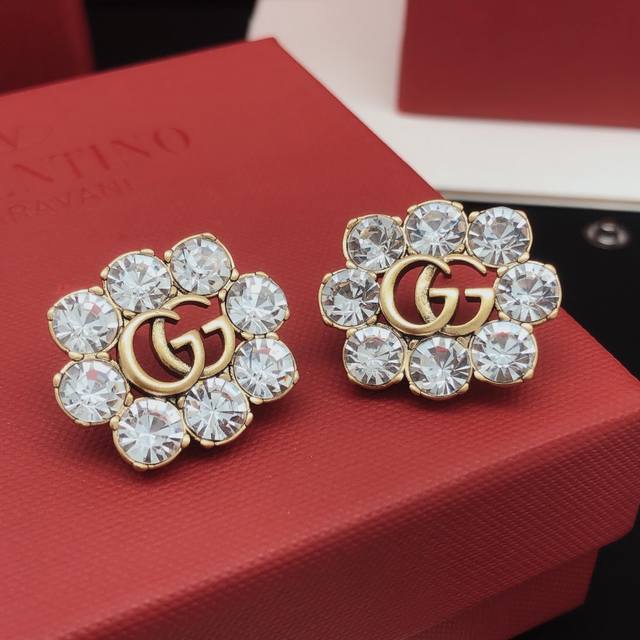 No.Ged0231 Gucc*Latest Square Diamond Earrings Consistent Zp Brass Material
