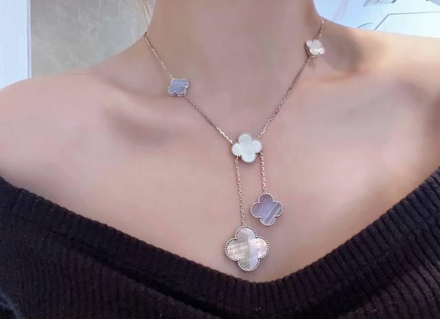 v Gold-Plated Vca High-Grade White Shell Natural Purple Chalcedony Natural Gr