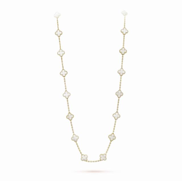 v Gold Plated Vca High-Grade White Mother-Of-Pearl 20-Flower Four-Leaf Clover
