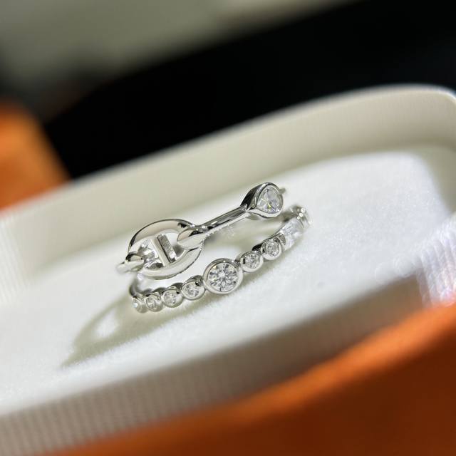 a4341 Hot New H Double-Layer Pig Nose Ring Imported S925 Sterling Silver Mate