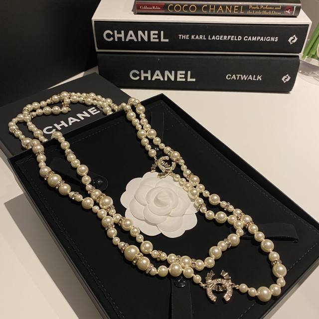 No.Xxl0816 Ch Nel Pleated Crystal Diamond Pearl Sweater Chain 21B Autumn And Win