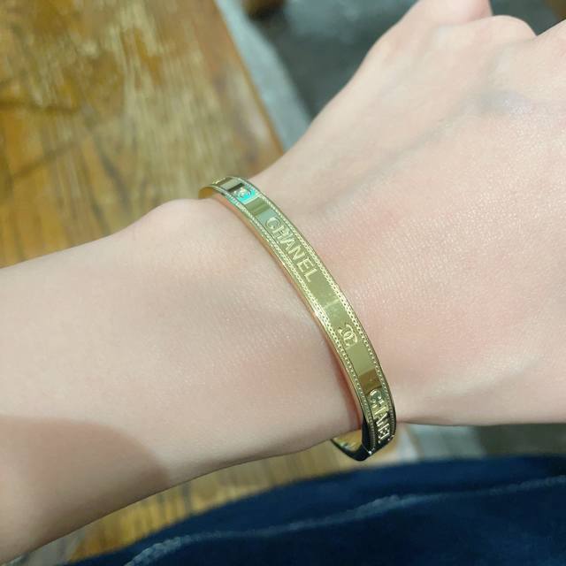 New Chanel Engraved Double C Bracelet, Heavy Duty Bling Bling, Very Good Color M