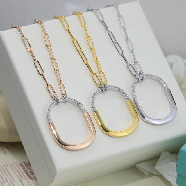 Large Half Diamond Tiffany New Necklace Tiffany Lock Rose Joint Series Diamond-S