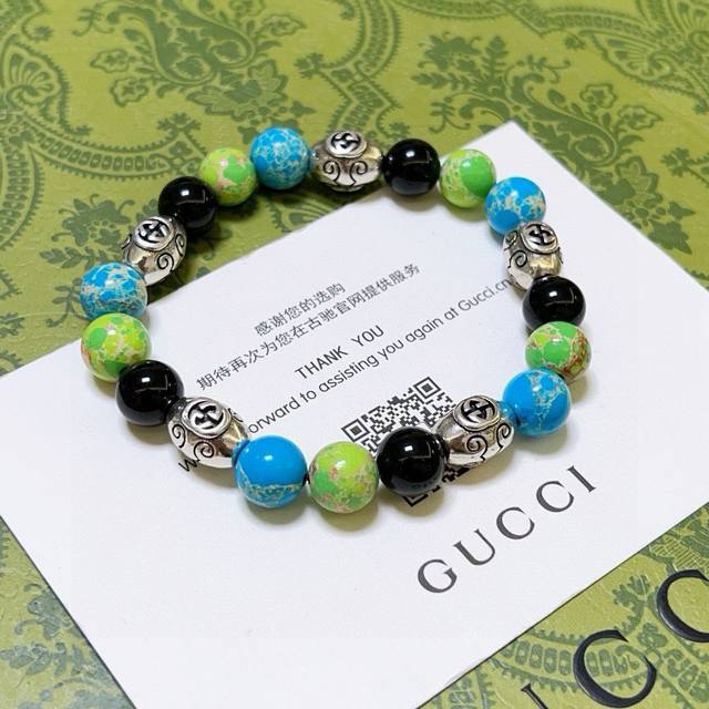 Gucci Bracelet For Men And Women, Latest Natural Black Agate Bracelet, Higher Gr